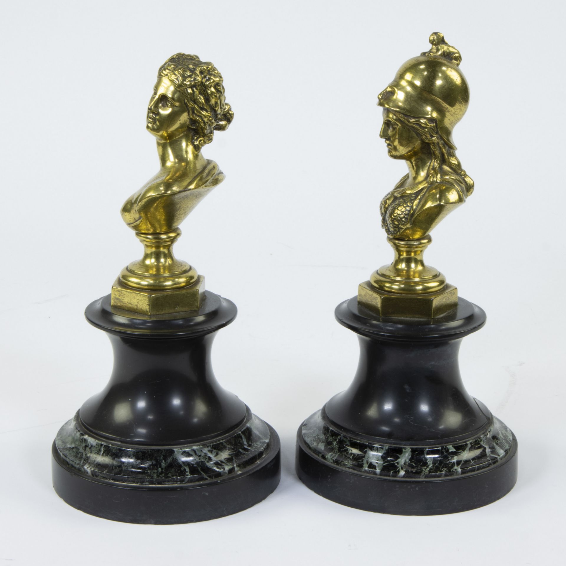 Pair of gilt bronze sculptures on marble base - Image 2 of 4