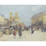 Paul RENARD (1941-1997), watercolour View of Notre Dame, c 1900, signed