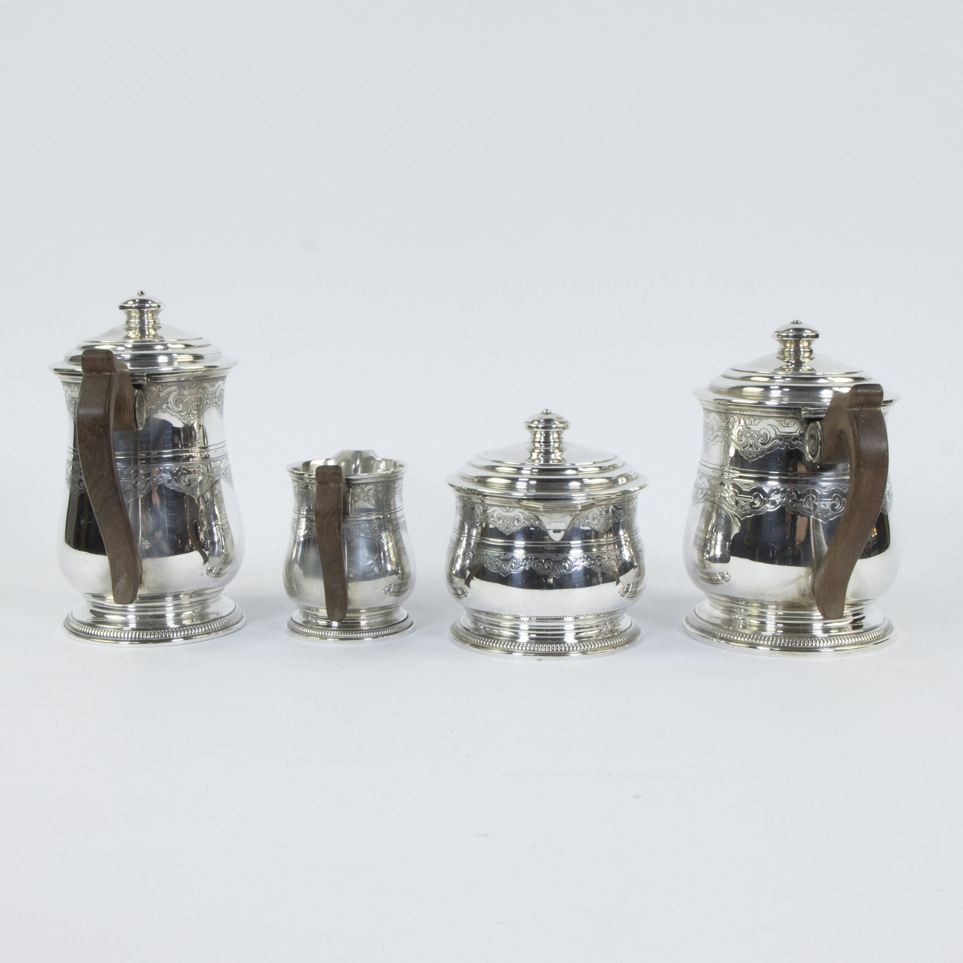 English silver coffee and tea set, weight 1930 grams - Image 4 of 4