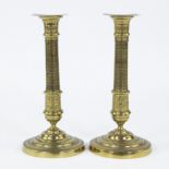 Pair of gilded brass candlesticks Charles X