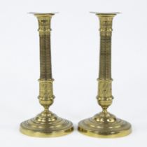 Pair of gilded brass candlesticks Charles X