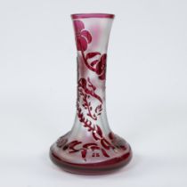 Multi-layered acid etched vase signed VSL for VAL SAINT LAMBERT monogrammed JS for Jacqueline SIMON