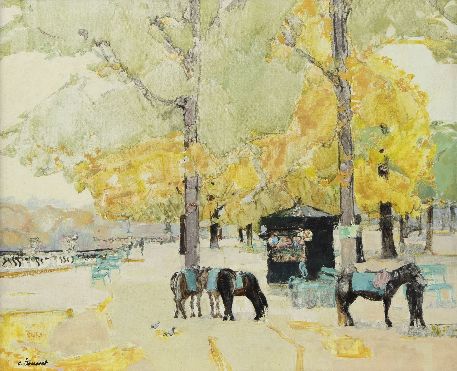 Claude JOUSSET (1935), oil on canvas Jardin du Luxembourg en automne, signed