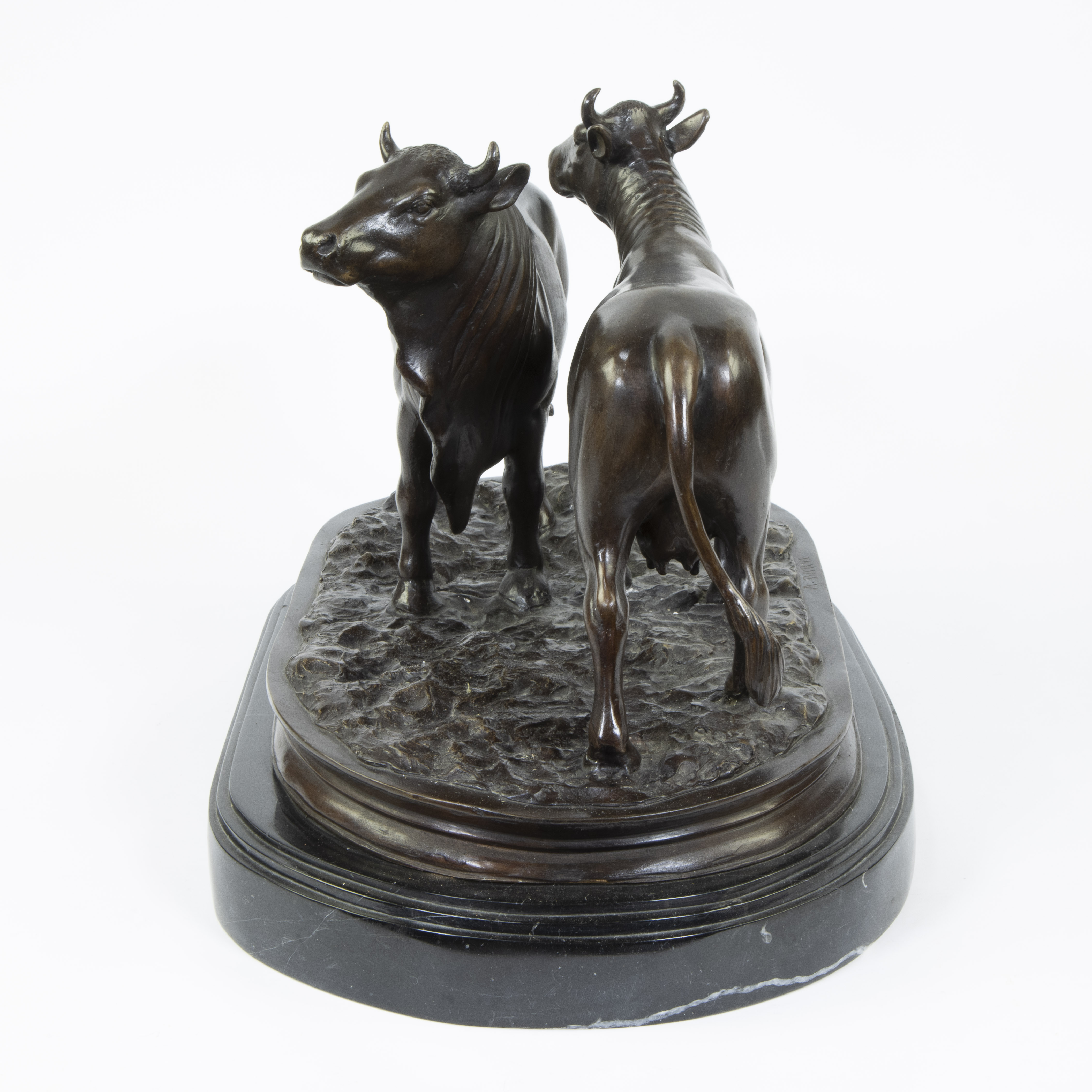 Antoine Louis BARYE (1796-1875), bronze group of a bull with a cow, signed - Image 2 of 5