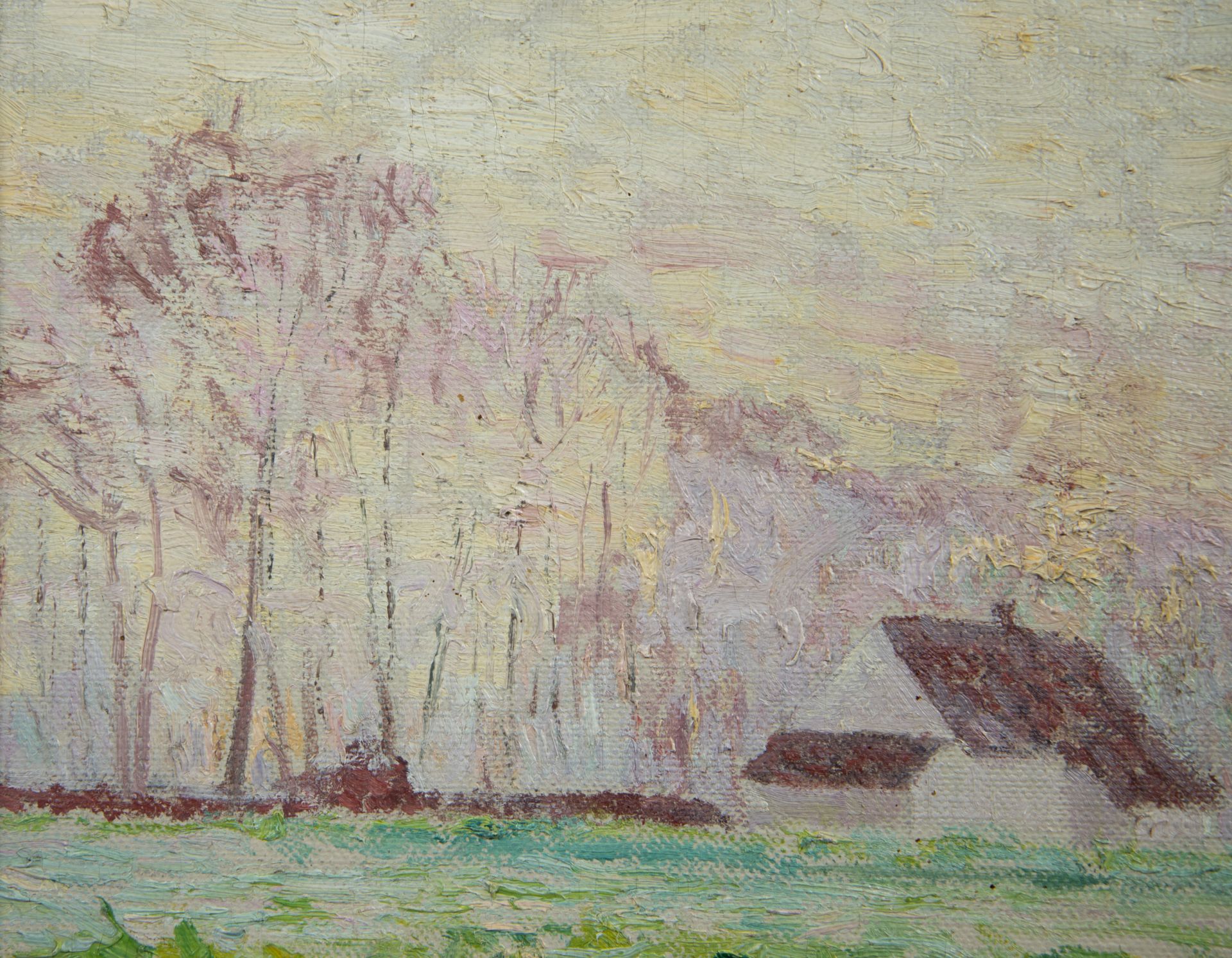 Anna DE WEERT (1867-1950), oil on canvas Landscape with haystacks, signed - Bild 6 aus 7