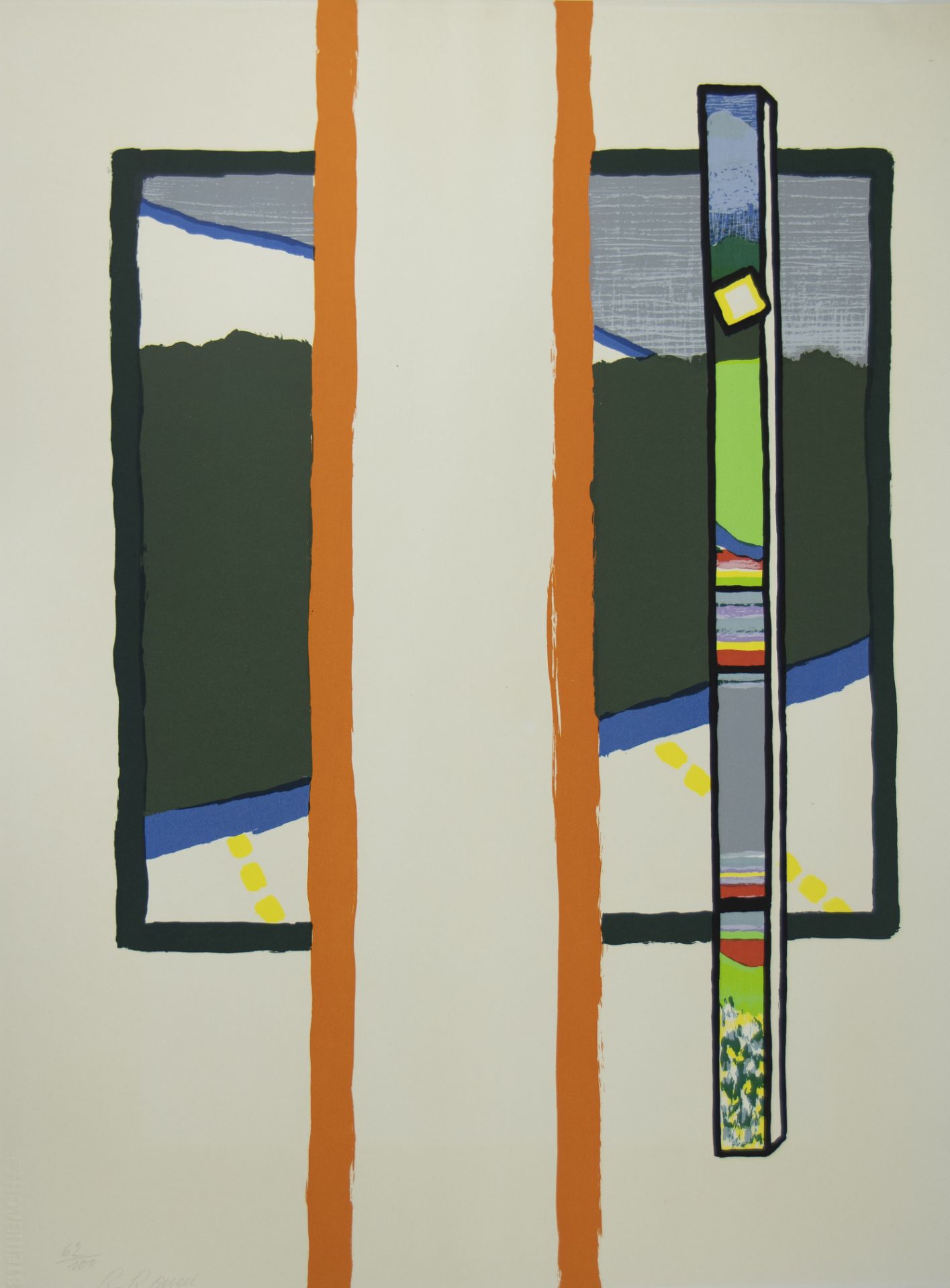 Roger RAVEEL (1921-2013), colour screenprint 'De paal van Bonheiden', numbered 62/100 and signed