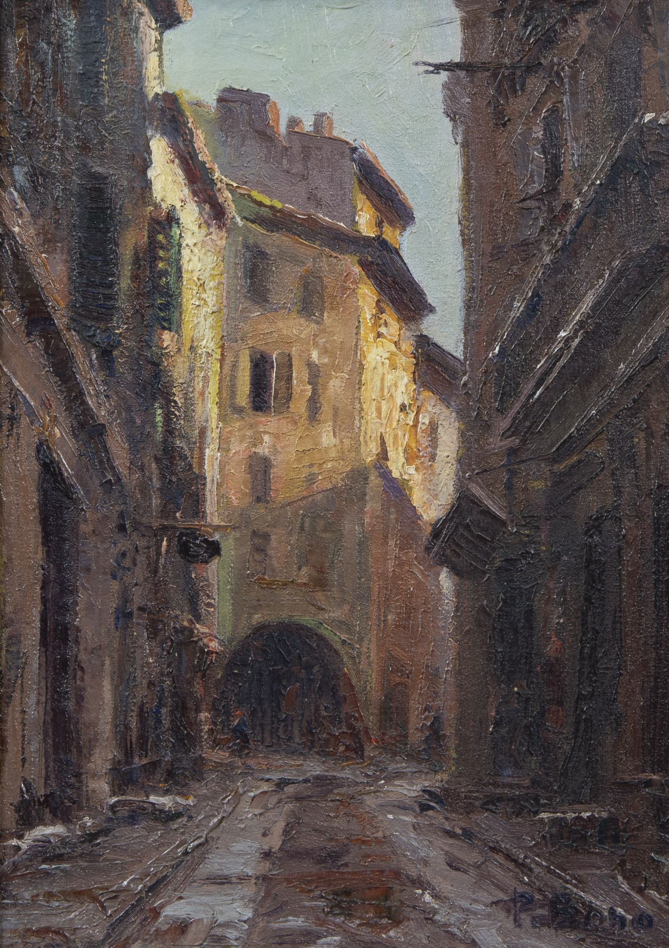 Primitif BONO (c.1880-1955), oil on canvas, Rue Tracastel, Grasse, signed