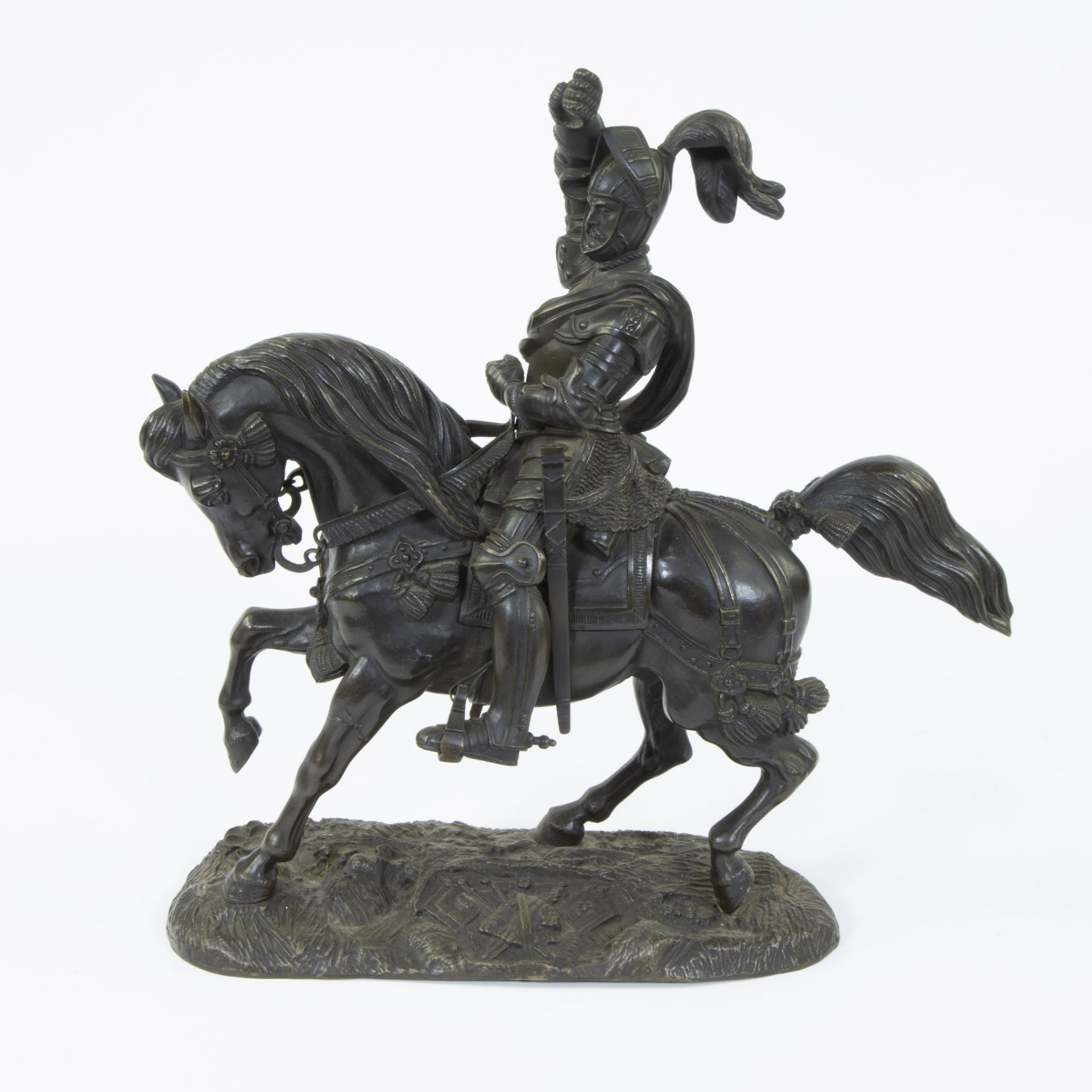 After Baron Carlo Marochetti, a patinated bronze equestrian figure of Emmanuel Philibert - Image 5 of 5