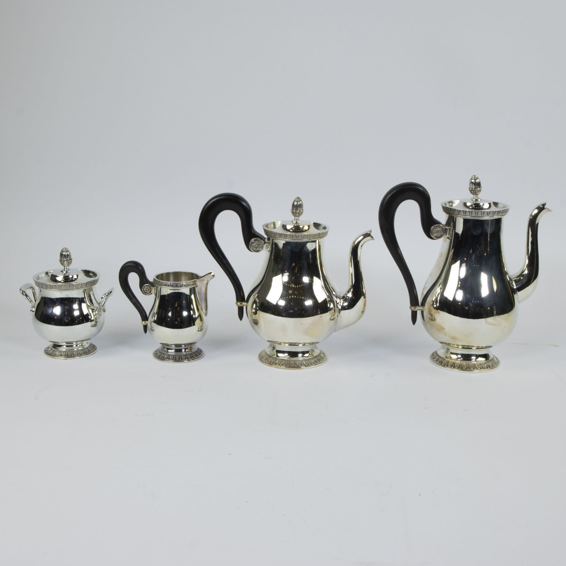 Christofle France Malmaison series, coffee and tea pot, sugar bowl and milk jug, marked - Bild 3 aus 5