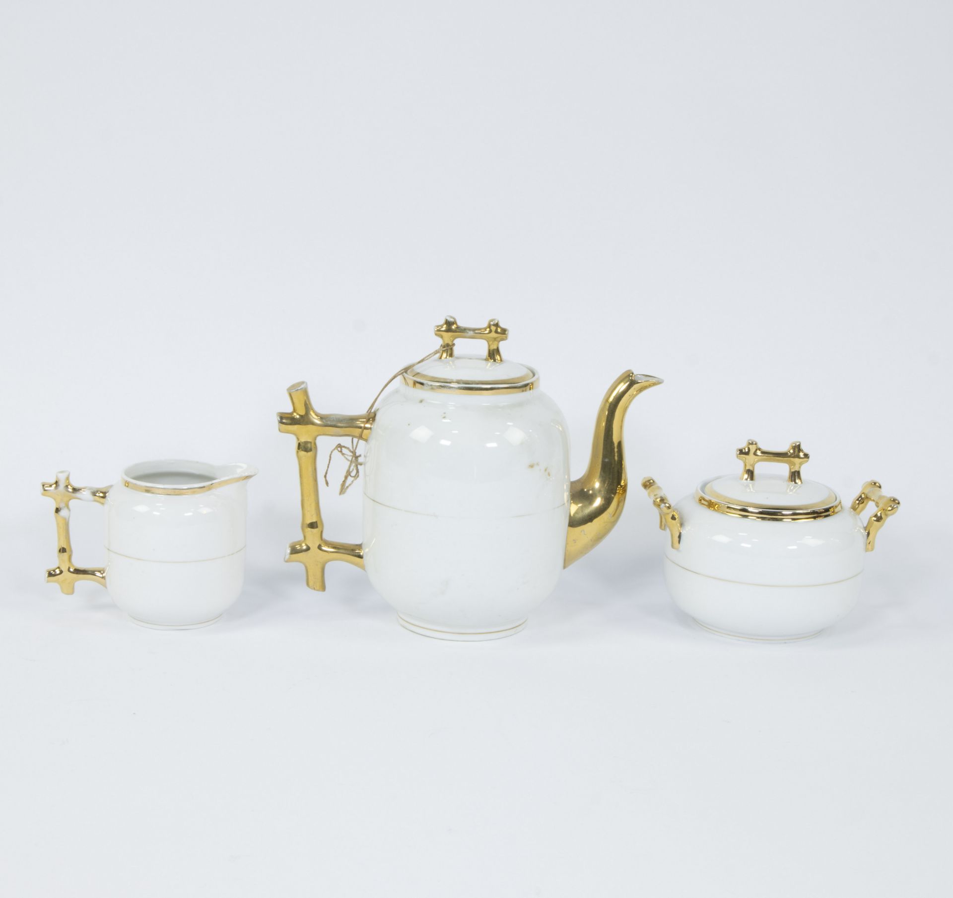 Coffee and tea set with 'bamboo' handles in porcelain de Paris, marked - Bild 3 aus 4