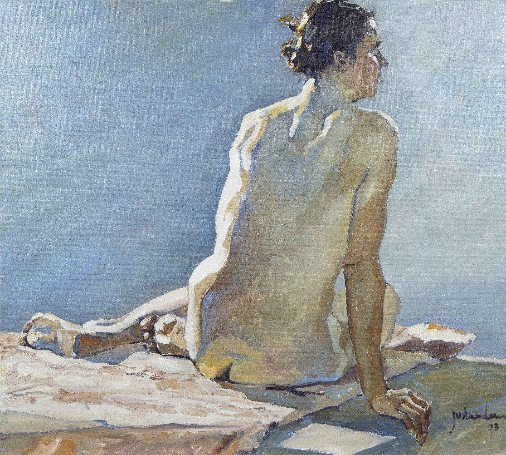 Johan VAN VLAENDEREN (1952), oil on canvas Reclining nude, signed and dated '03