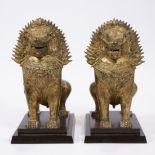 A pair of Thai temple guards in gilt bronze