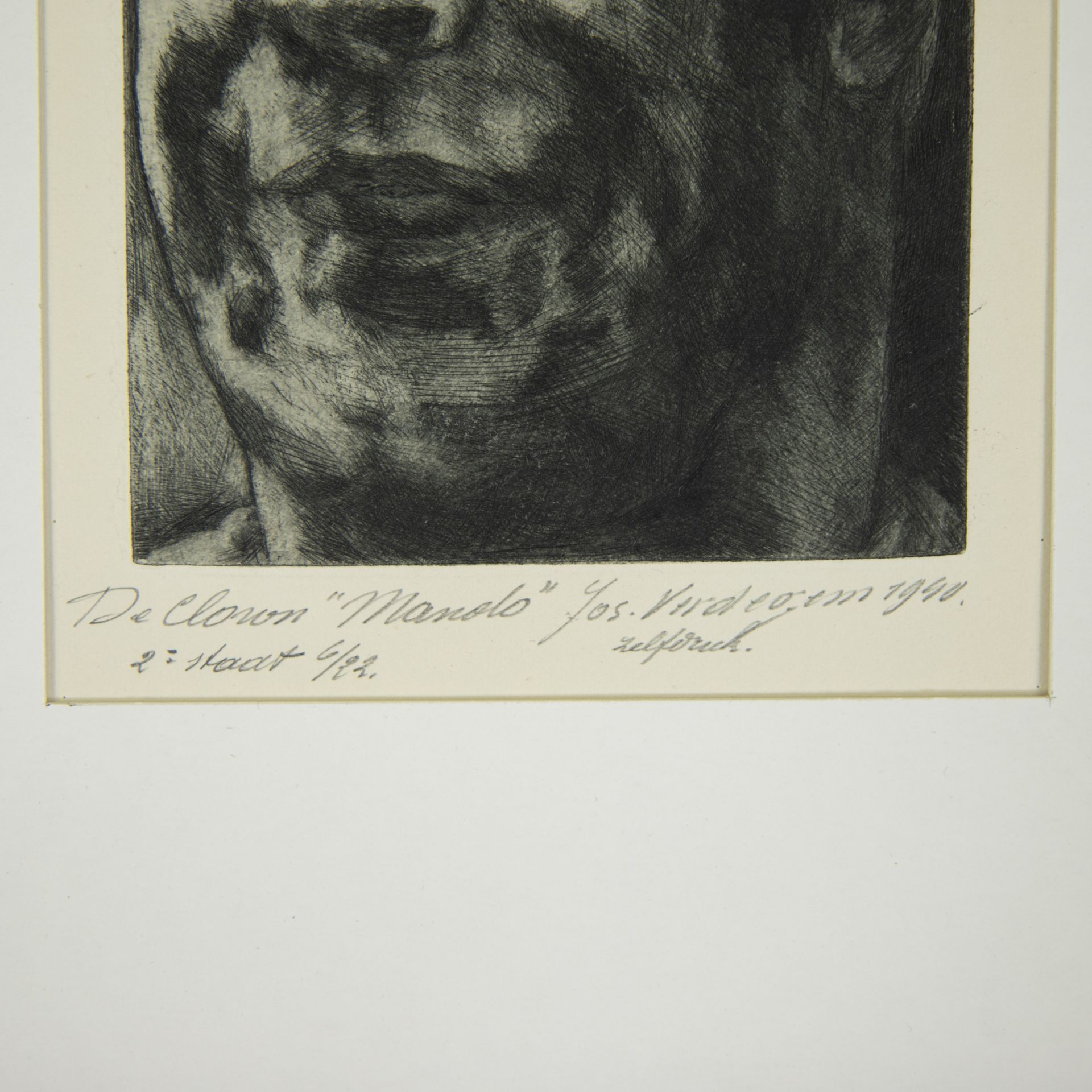 Joseph VERDEGEM (1897-1957), 2 etchings 'The Clown Manolo' 2nd state, 1940 and 'Thérèse Dorny' 1st s - Image 5 of 9