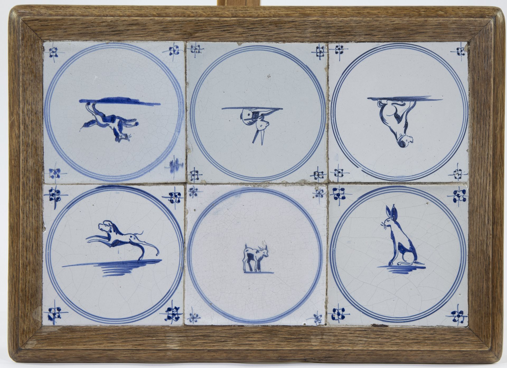 18 Delft tiles depicting animals, 18th/19th century, framed (table top) - Bild 3 aus 4