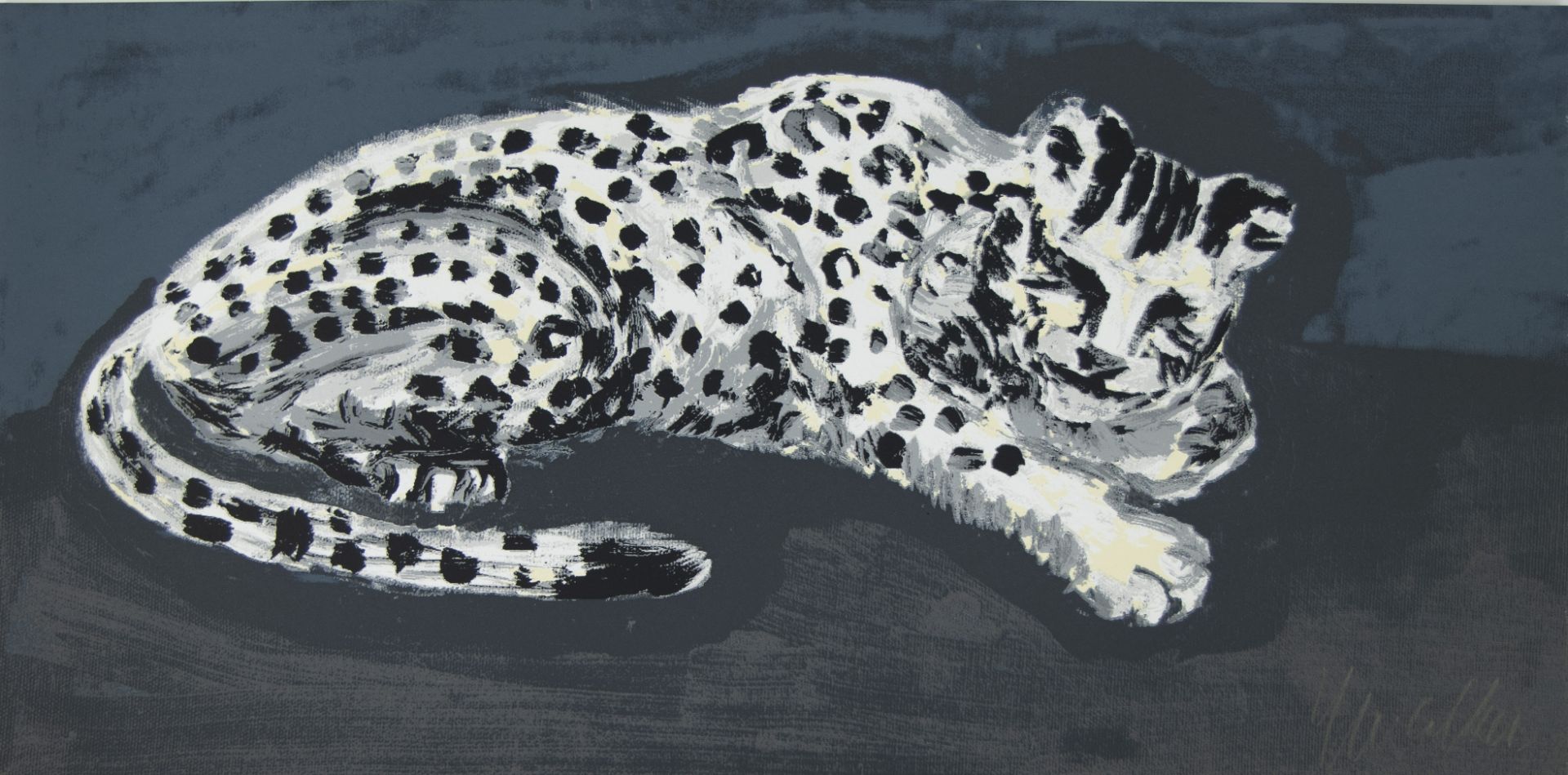 Yutaka SONE (1965), silkscreen Sleepy Snow Leopard, 2016, numbered 23/100 and signed