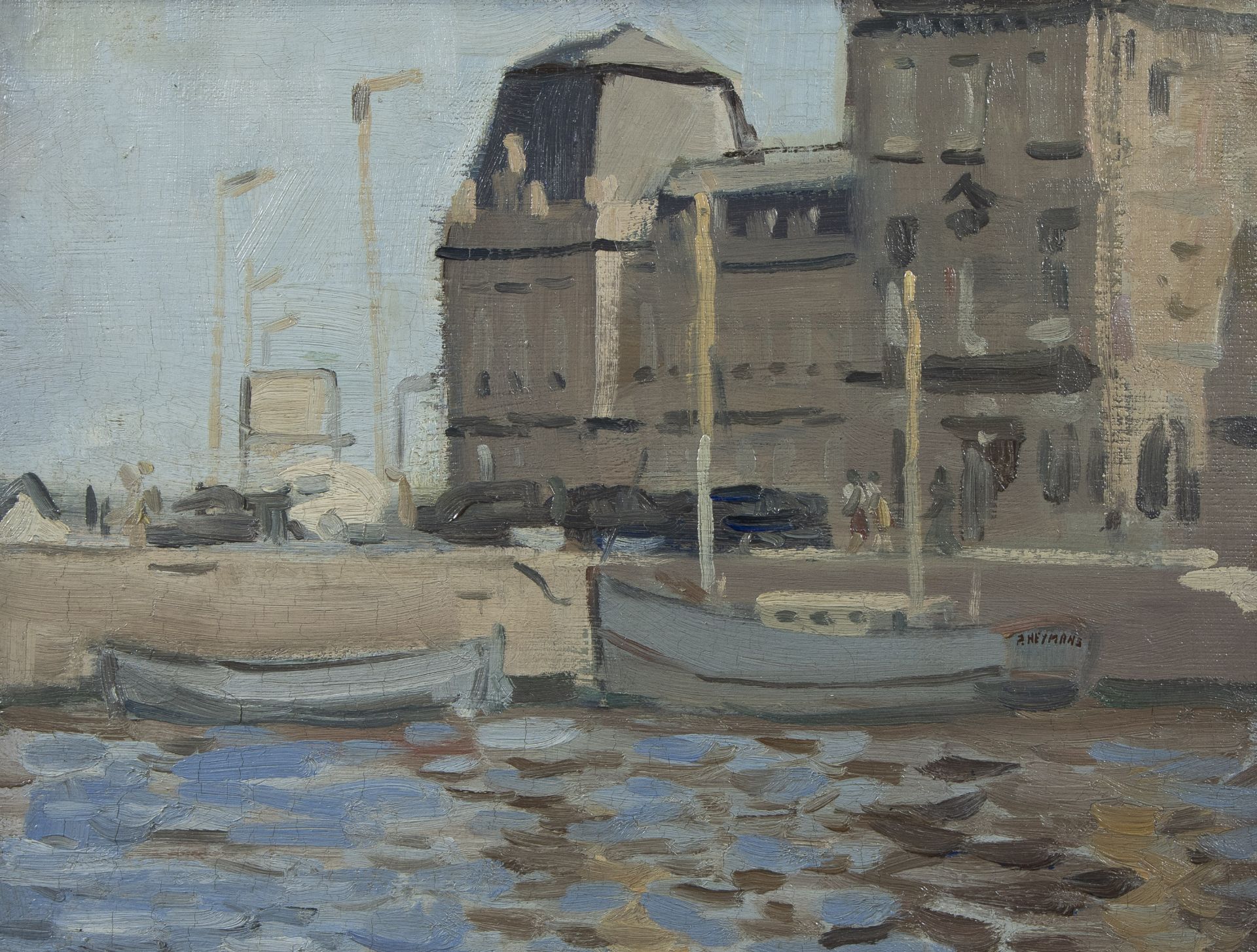 Pierre HEYMANS, oil on canvas Port of Ostend, signed