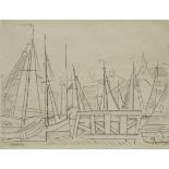 Floris JESPERS (1889-1965), etching Boats in the harbour, numbered 3/20 and signed in the plate