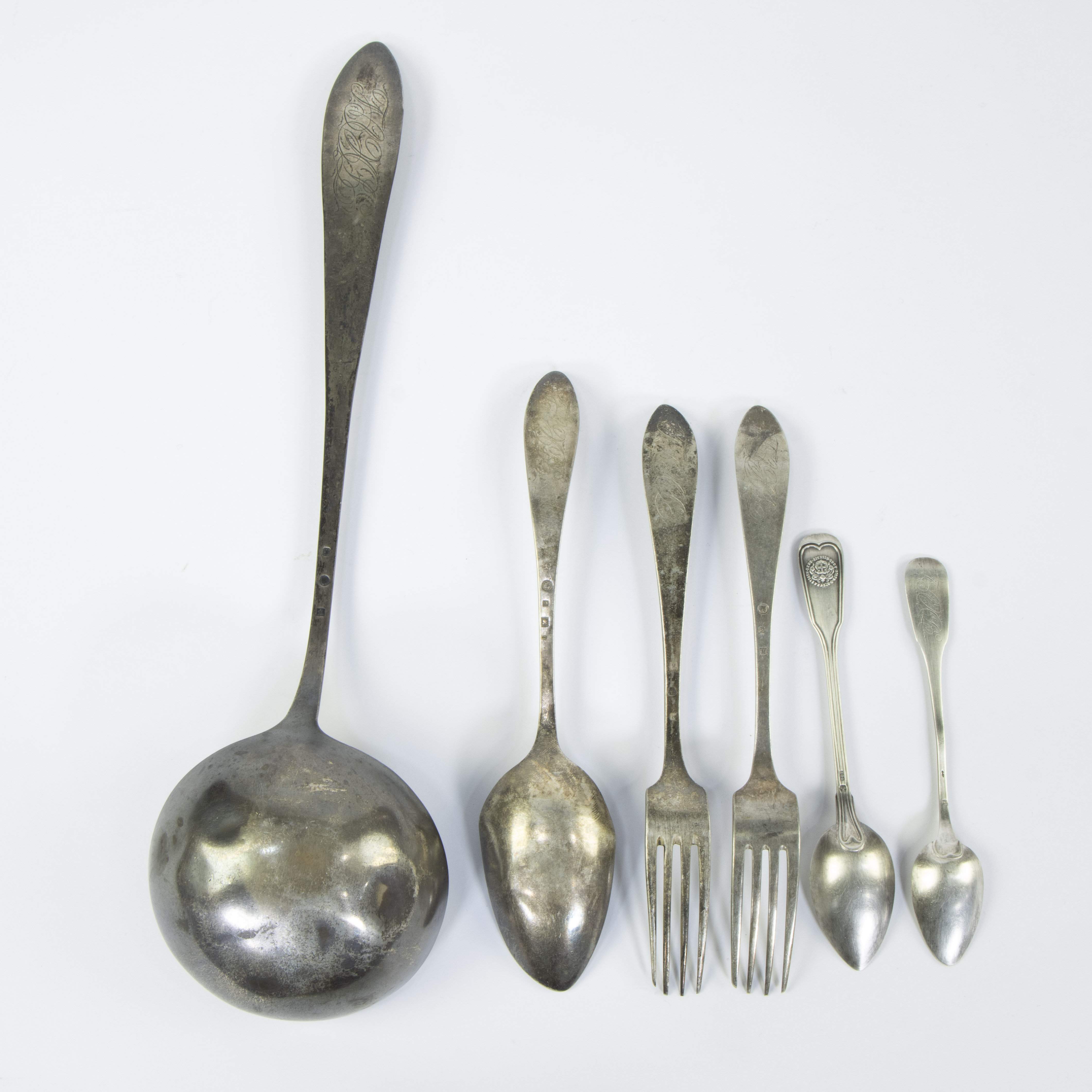 Collection of silver, soup ladle and cutlery circa 358 grams