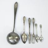 Collection of silver, soup ladle and cutlery circa 358 grams