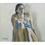 Johan VAN VLAENDEREN (1952), oil on canvas Seated girl, signed and dated '01