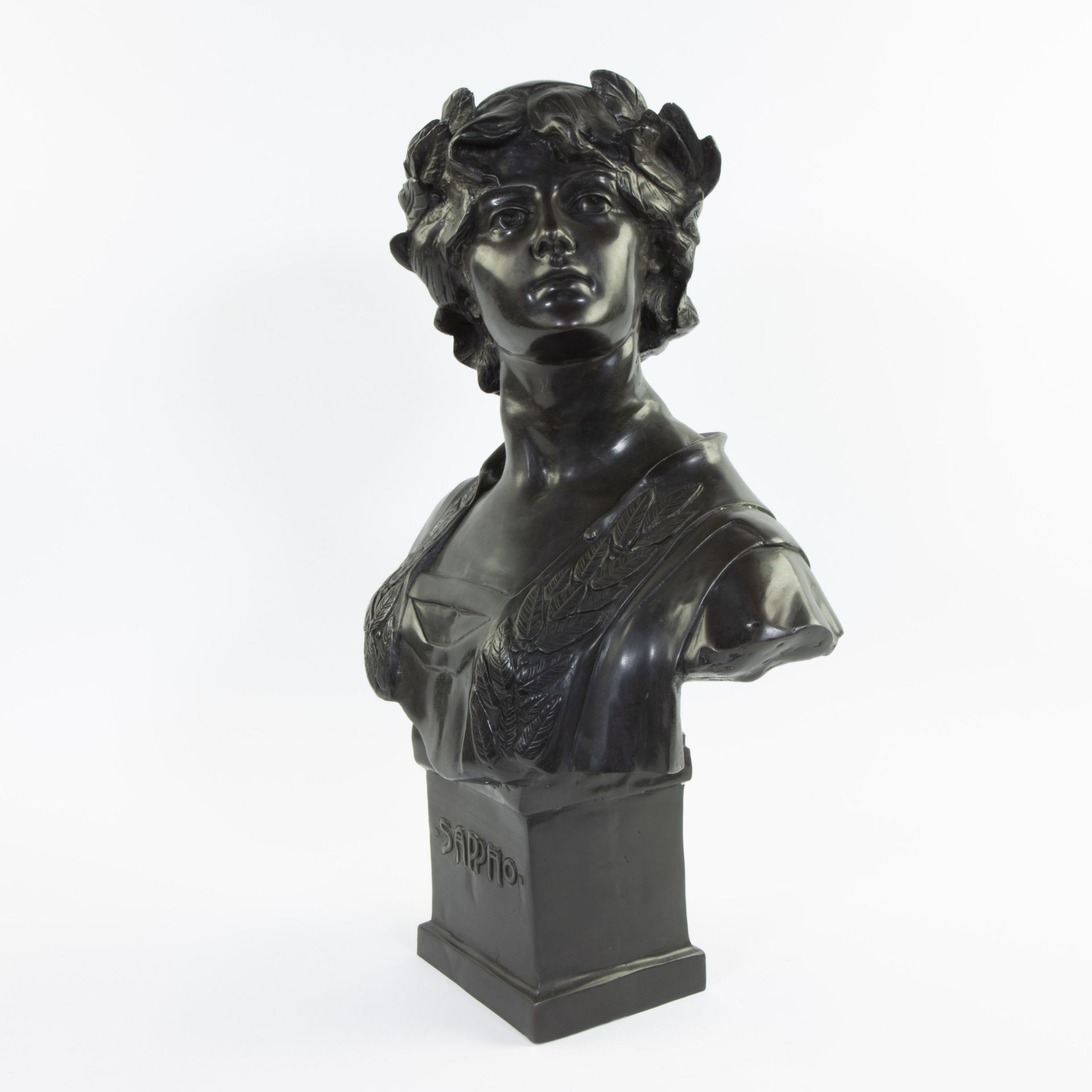 Bronze bust of the sweet-souled Sappho, signed - Image 2 of 6