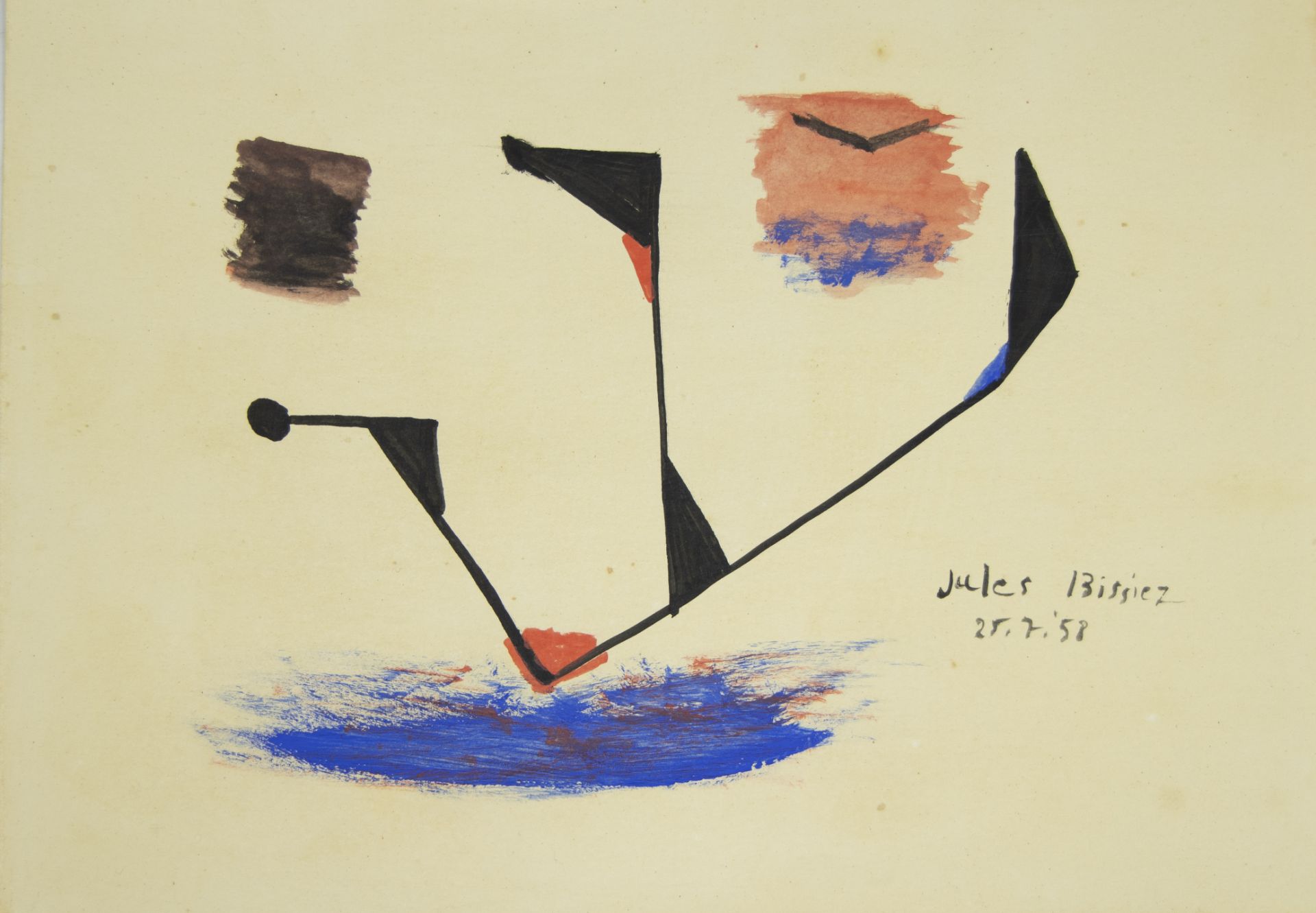 Julius BISSIER (1893-1965) (attrib.), mixed media on paper, Untitled, signed and dated 25.7.'58