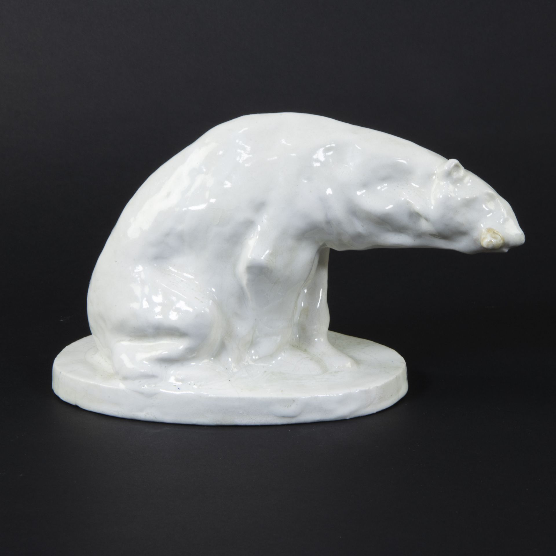 Domien INGELS (1881-1946), white glazed ceramic polar bear, monogram and marked CERAMAES, made in Be - Image 2 of 6