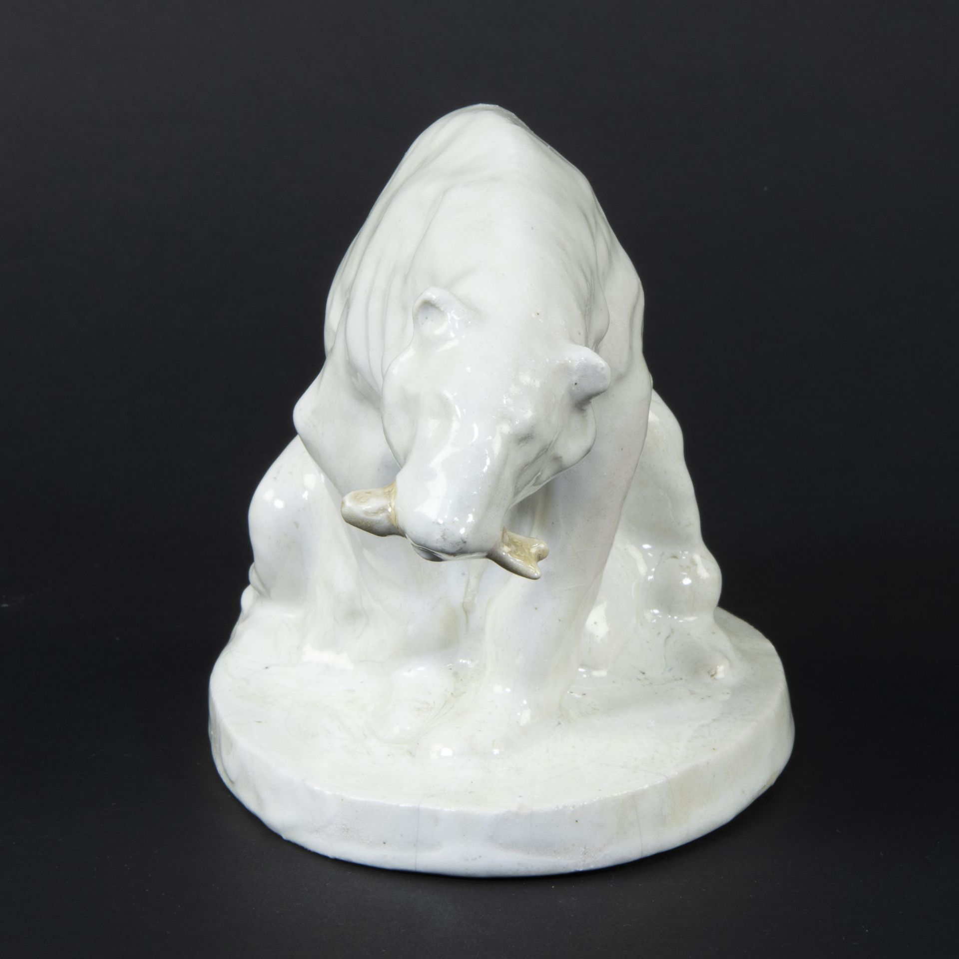 Domien INGELS (1881-1946), white glazed ceramic polar bear, monogram and marked CERAMAES, made in Be - Image 3 of 6