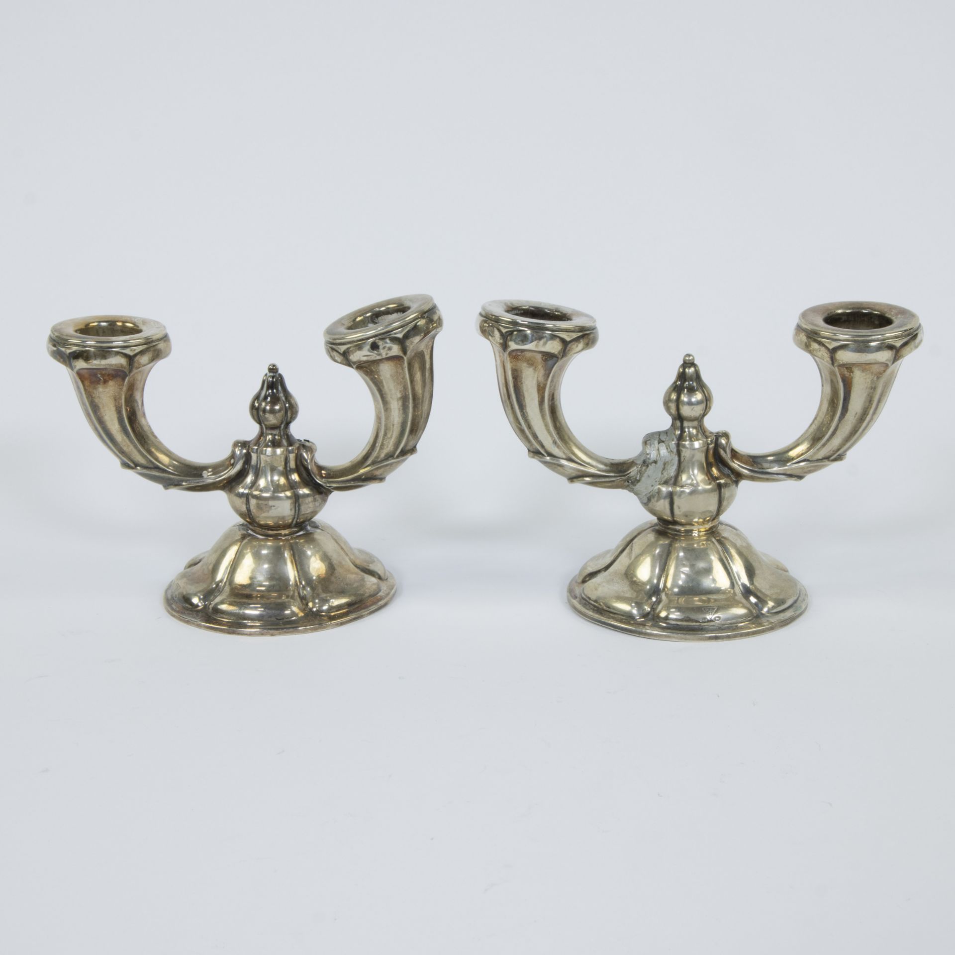 Silver lot, tray (Elite racing 1973) silver 925 and pair of candlesticks silver 830 - Image 2 of 7