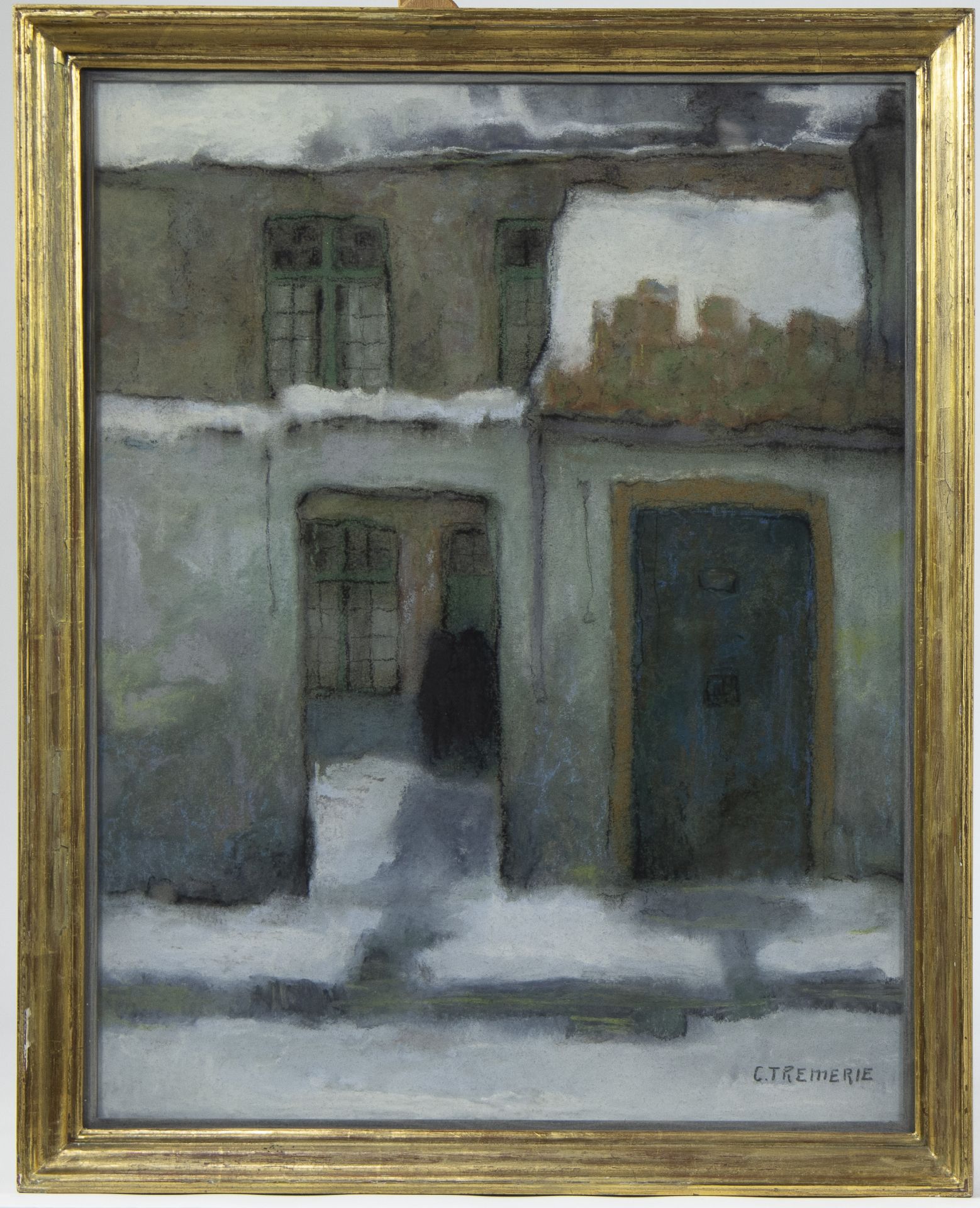 Carolus TREMERIES (1858-1945), pastel Beguinage in Ghent, signed - Bild 2 aus 3