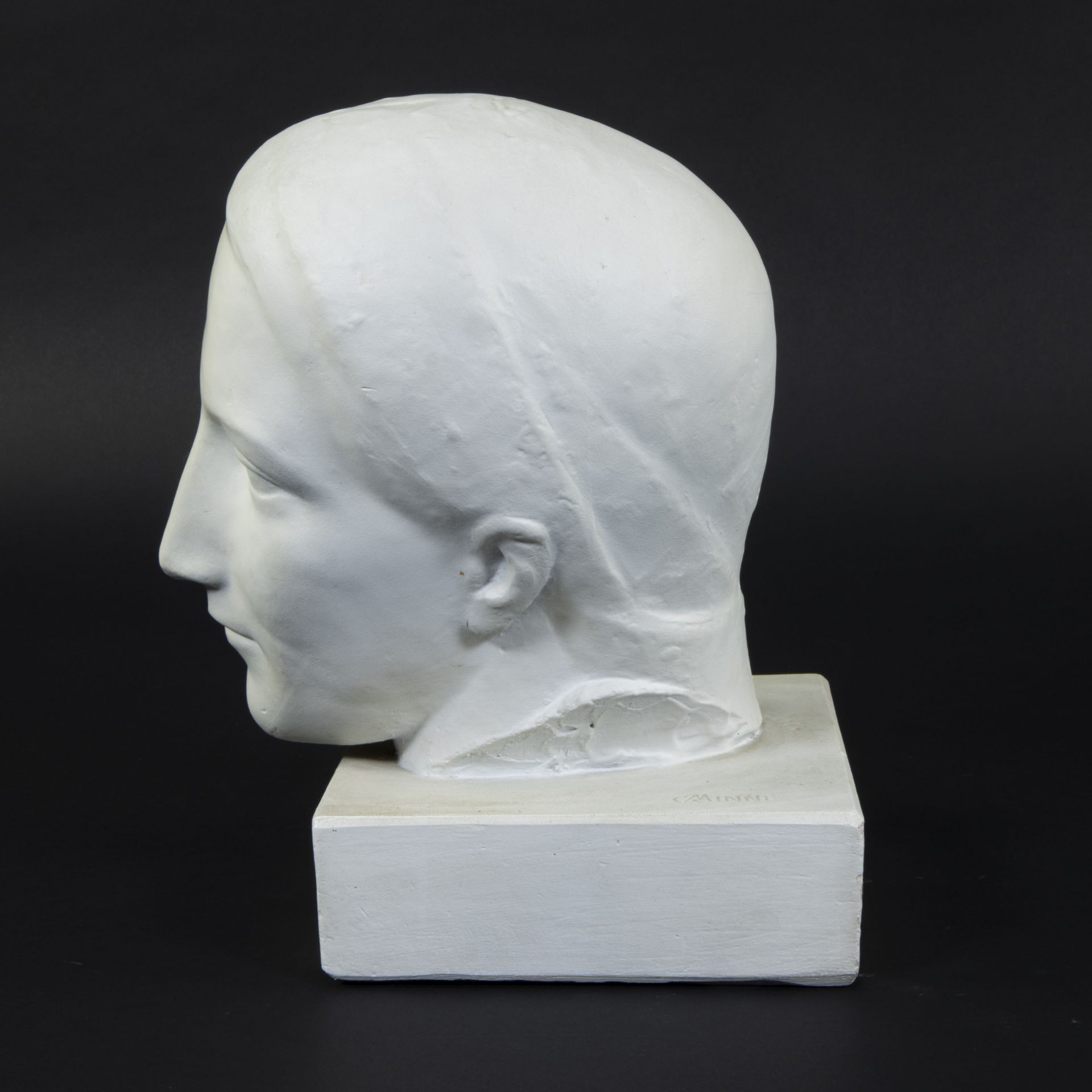 George MINNE (1866-1941), patinated plaster sculpture of a girl's head 1937, signed - Bild 2 aus 5