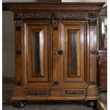 An antique 'Dutch Cushion Cabinet', ebonised wood, 19th century