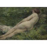 Léon HOUYOUX (1856-1940), oil on panel reclining nude, signed and dated 1926
