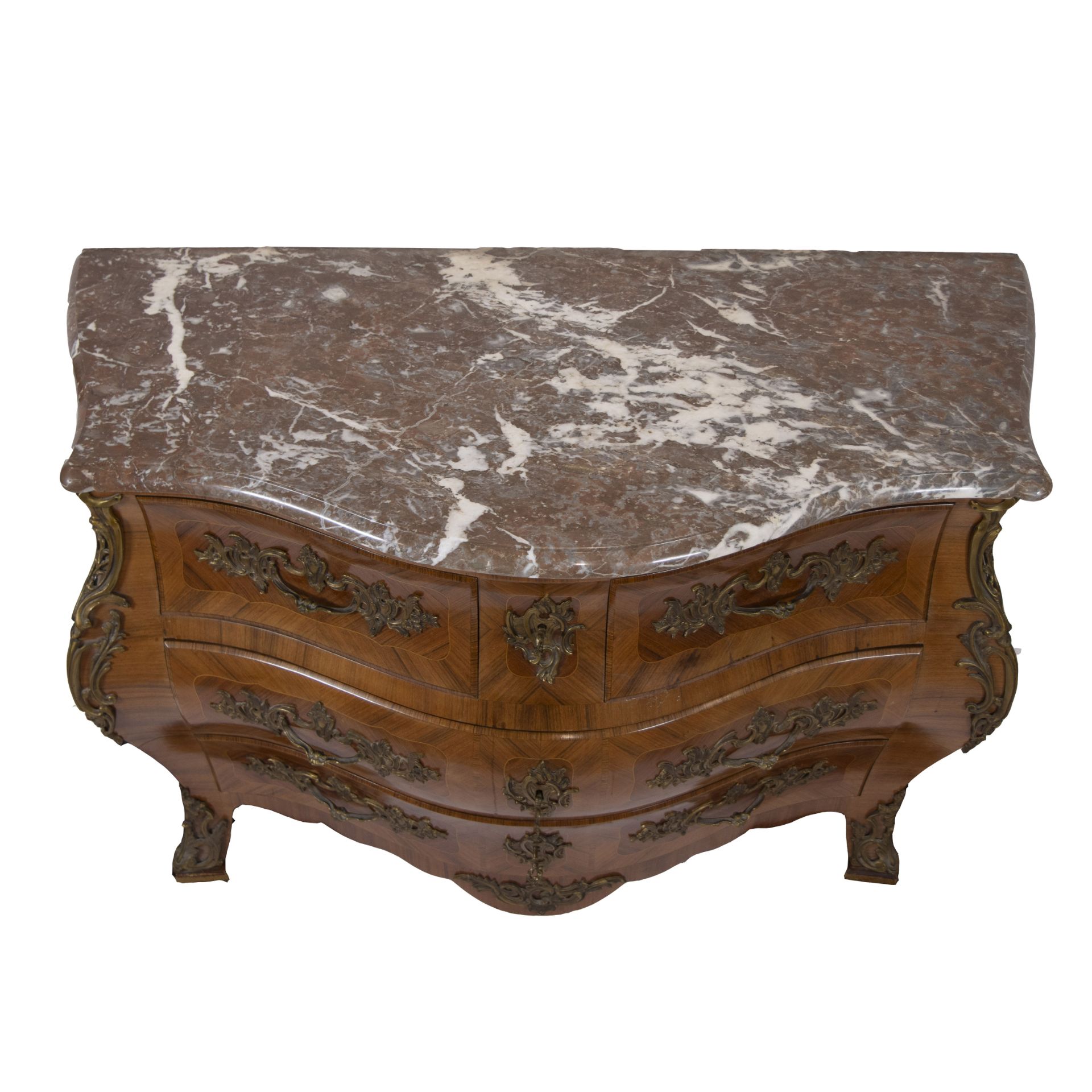 Chest of drawers style Louis XV with marble top and bronze fittings - Image 5 of 5