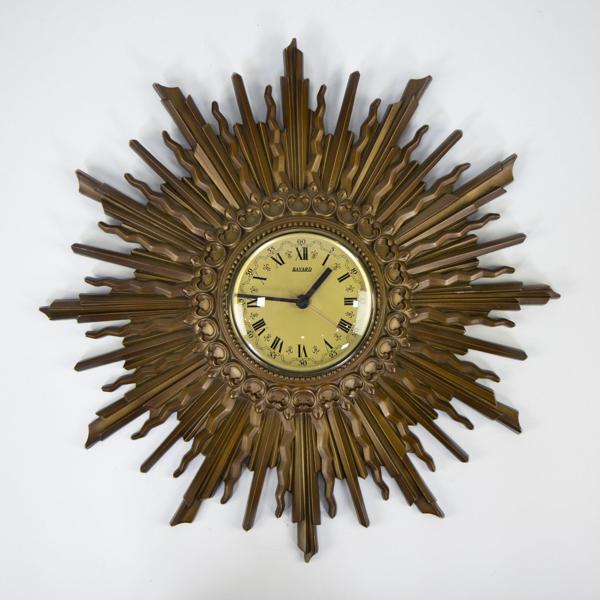 Sunburst clock Bayard 1956, Syroco USA