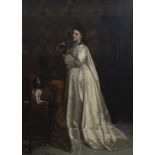 Jean Daniel STEVENS (XIX-XX), oil on canvas Elegant lady with dog, signed and dated 1873