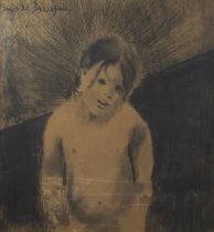 Dees DE BRUYNE (1940-1998), charcoal drawing Young girl, signed