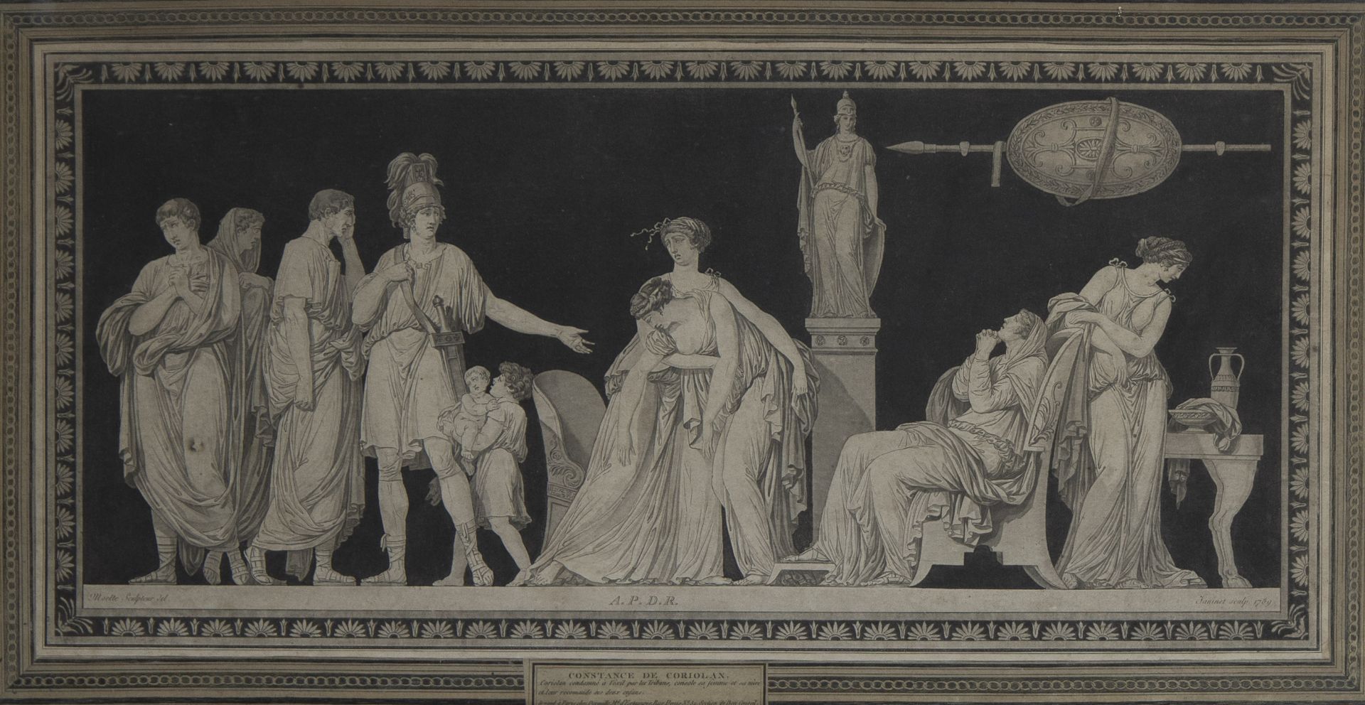 Jean-François JANINET (1752-1814), set of 4 etchings/aquatint Mort de Lucrèce, La Vertu de Lucrèce, - Image 3 of 9