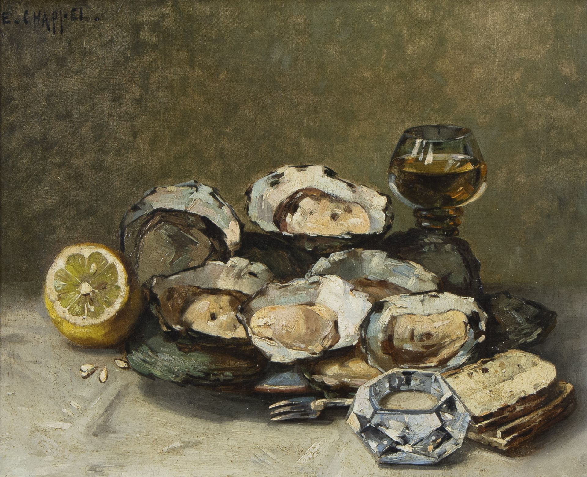 Edward CHAPPEL (1859-1946), oil on canvas Still life with oysters, signed