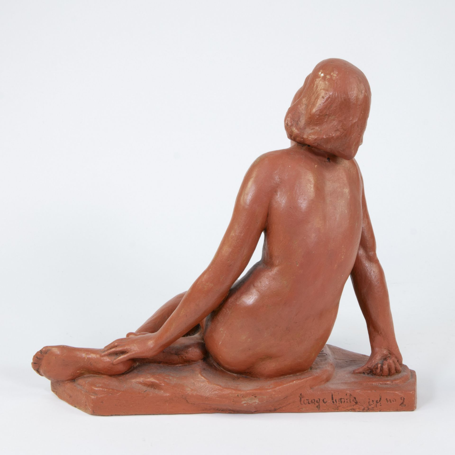 Maurice DEKORTE (1889-1971), terracotta of a seated nude, signed - Image 3 of 6