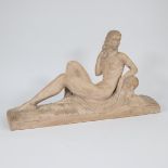 Charles LEMANCEAU (1905-1980), Art Deco sculpture in terracotta of a seated nude, signed