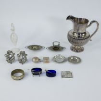 Collection of silver and silver-plated and fine mouth-blown glass bottle