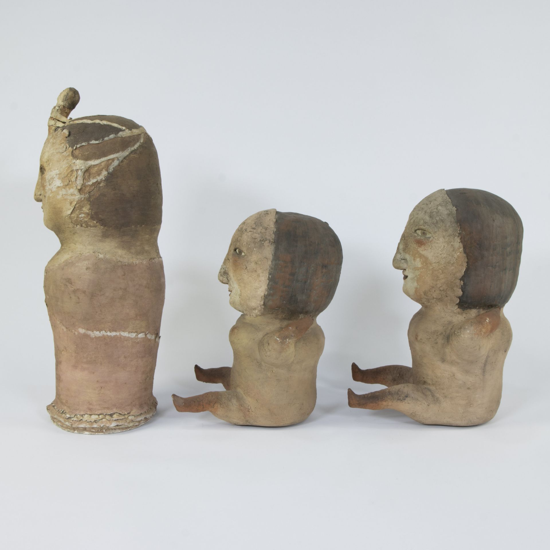 3 painted terracotta figures - Image 5 of 5