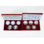 2 cases of silver coins Belgian kings and queens
