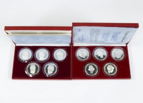 2 cases of silver coins Belgian kings and queens