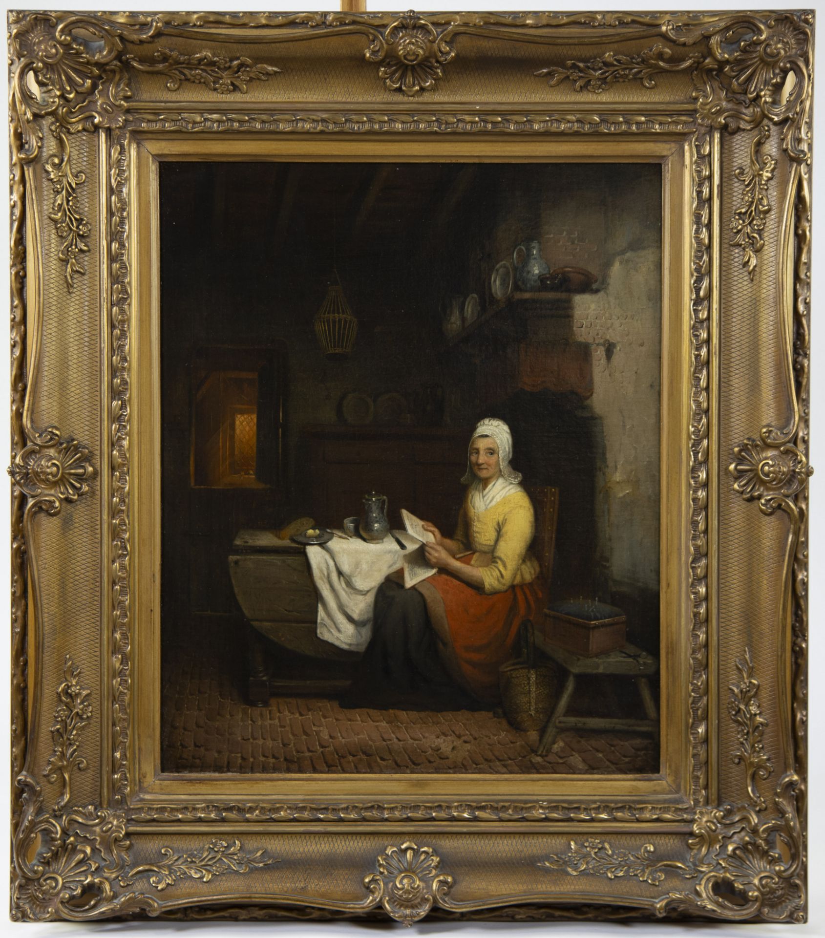 Napoléon François GHESQUIERE (1812-1862) (attributed), oil on canvas Reading woman in Interior - Bild 2 aus 3