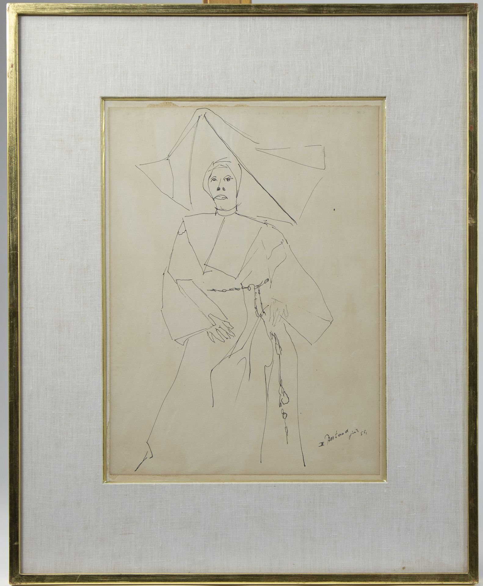 Gaston BERTRAND (1910-1994), ink drawing Merry Nun, signed and dated '55 - Image 2 of 4