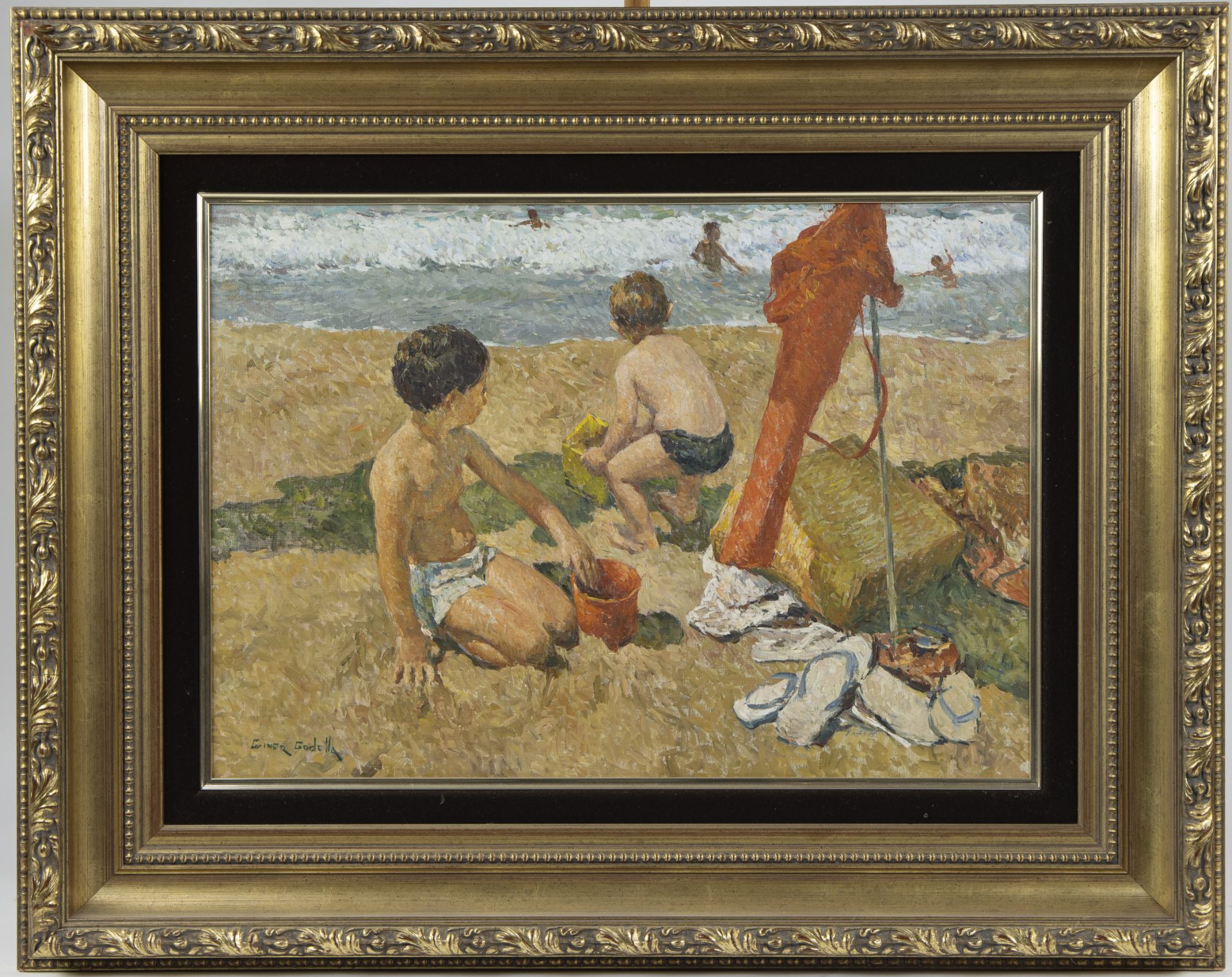 Javier GINER BUENO (1942), oil on canvas Beach scene, signed - Image 2 of 4