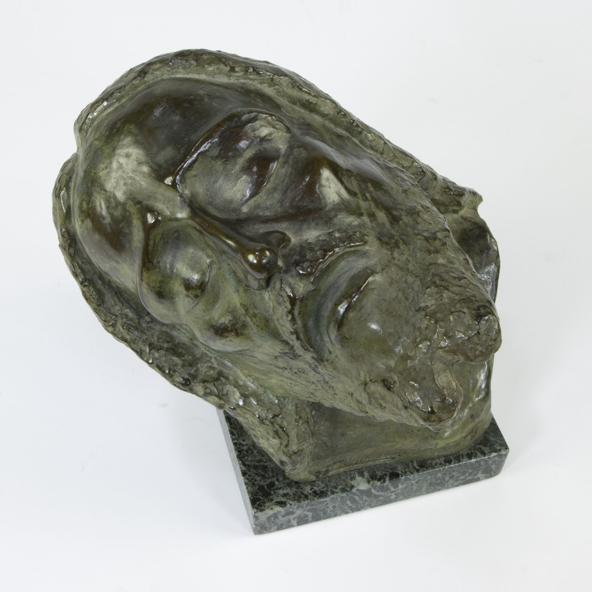 Geo VINDEVOGEL (1923-1977), green patinated bronze of head of Christ, signed - Image 6 of 6