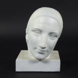 George MINNE (1866-1941), patinated plaster sculpture of a girl's head 1937, signed